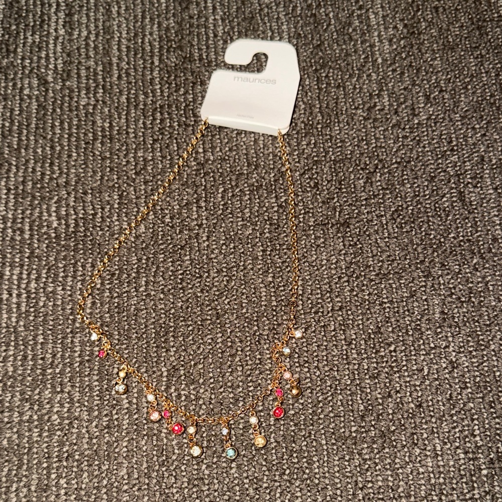 NWT Maurices Gold Necklace with Colorful Charms